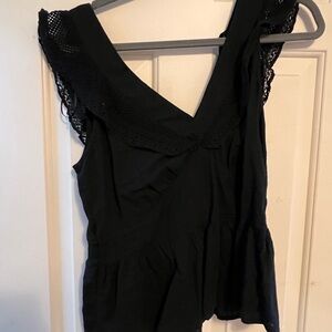 Black Sleeveless Top with Lace Detail
